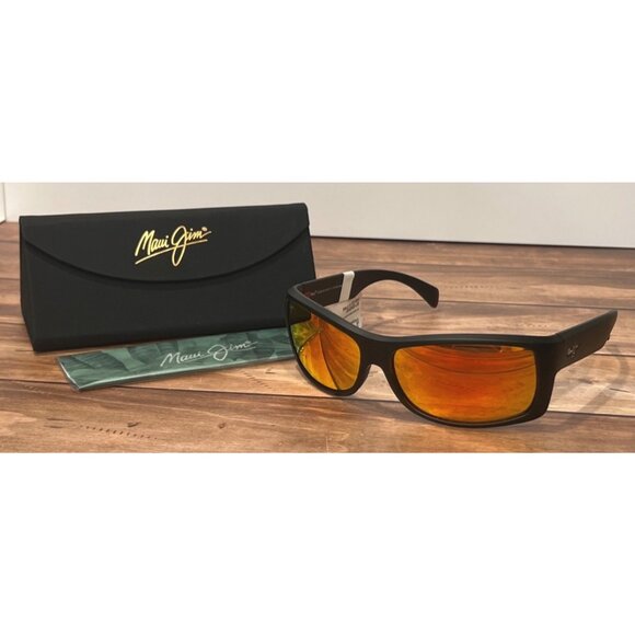 NEW Maui Jim RXABLE RM 848-04 Hawaii Lava Matte Black Sunglasses W/ Red Interior